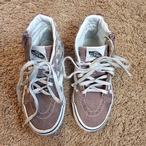 Vans Sneakers Youth High Top Shoes Kids Size 13 Checkered Red White 508357 GUC - Picture 2 of 10